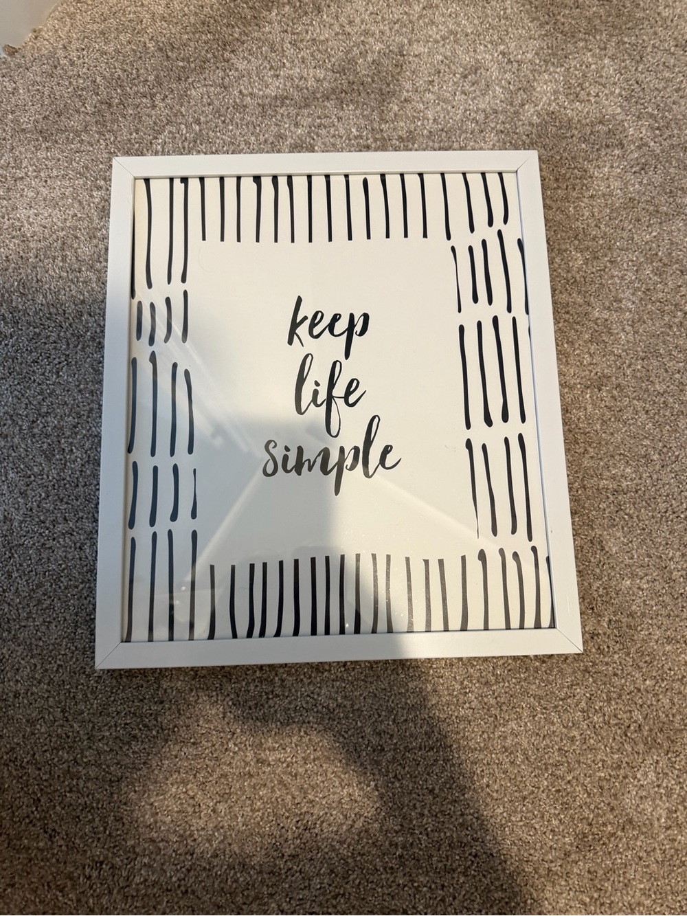 Keep Life Simple White Framed Wall Decor